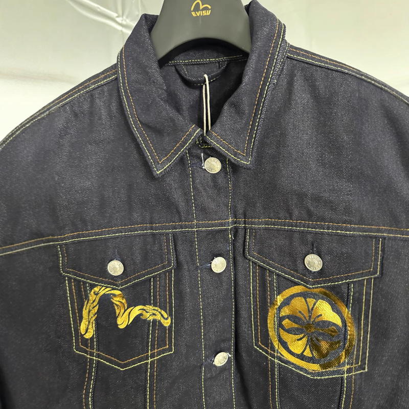 2025 夏の新ファッションブランド福神パターン紳士服ホットスタンピングプリント文字刺繍デニムジャケット|undefined