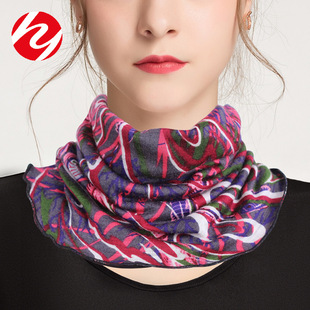 Huaye Autumn and Winter Warm Wool Silk Double Layer Scarf Women's Pullover Korean Style Small Silk Scarf Fake Collar Mulberry Silk Neck Cover