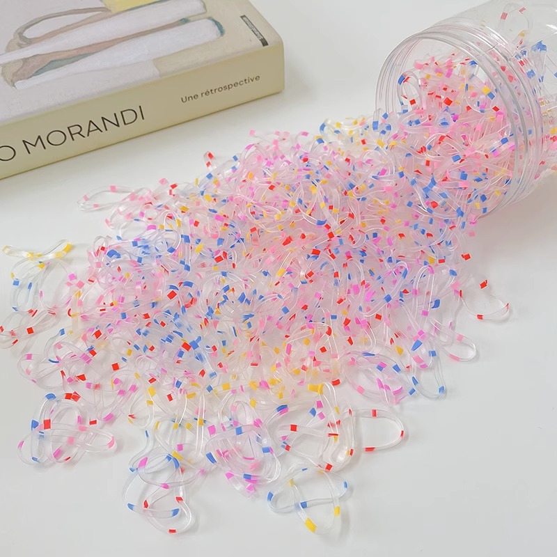 Banda de goma desechable para el cabello no lastimado Anillo de goma para trenza de niña Banda de goma Color Valor de alta cuerda elástica para el cabello Tocado