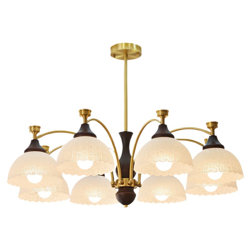 Araña de sala de estar de dormitorio medieval francés simple retro estilo Nanyang creativo de alta gama iluminación de sala de estudio de dormitorio principal de cobre