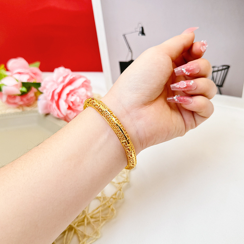 Vietnam antiguo oro hebilla pulsera hueco panal cóncavo-convexo personalidad Yiwu joyería al por mayor vivo caliente