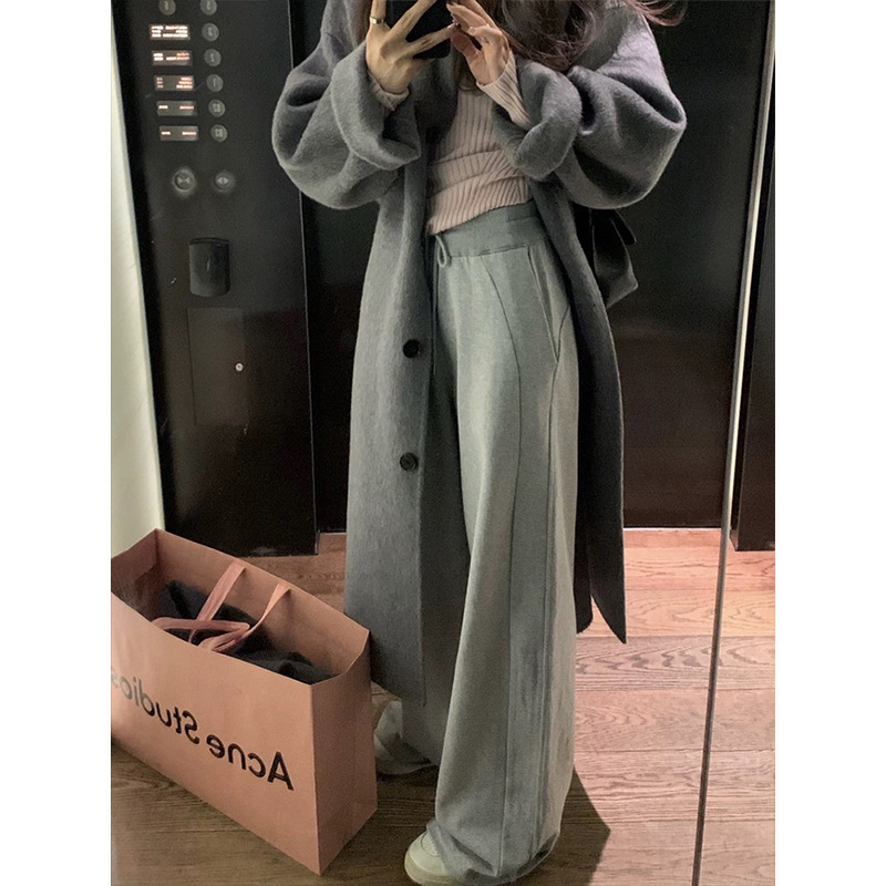 MosesQueen一条过冬百搭慵懒卫裤显瘦垂坠运动裤宽松阔腿休闲长裤|undefined