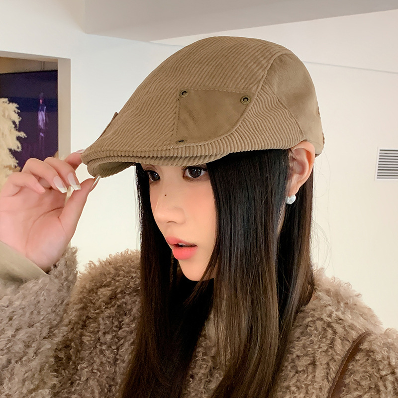 韩版秋冬季帽子女款前进帽时尚百搭报童帽英伦风复古显脸小贝雷帽|undefined