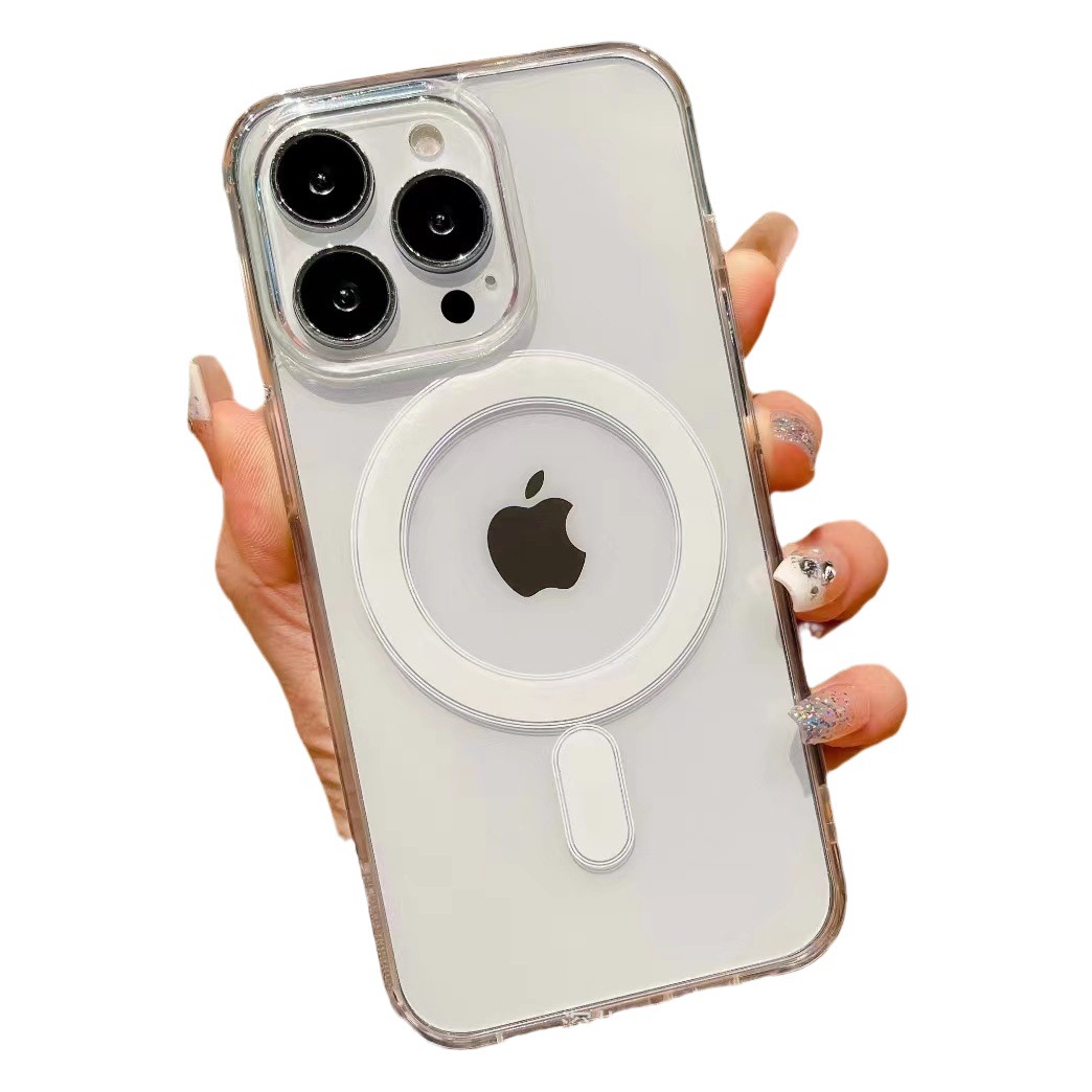 El iPhone 17 es compatible con la funda magnética transparente de acrílico para el Apple 16 Pro, modelo 15 transfronterizo, 17 Air, anticaídas y de moda.