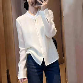 新中式雅致高端气质款白色上衣女2026早春淑女百搭减龄风显瘦衬衫