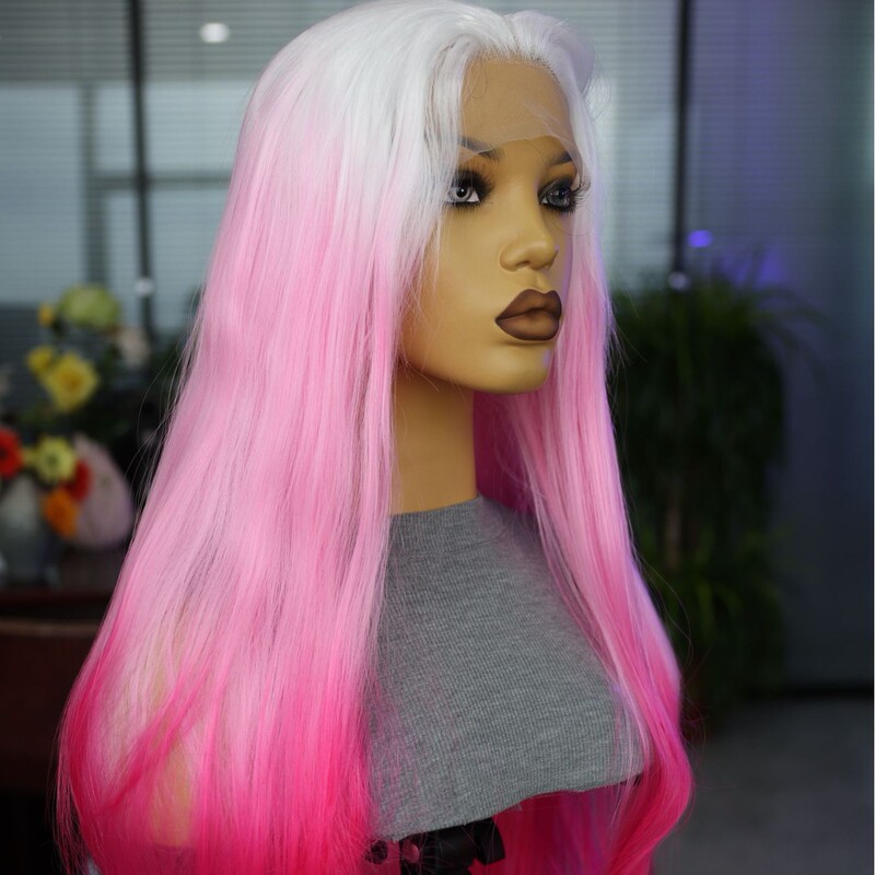 Synthetic Lace Front Wig 13*3Inch Long Straight Hair High Temperature Silk Synthetic Fiber Front Lace Wig