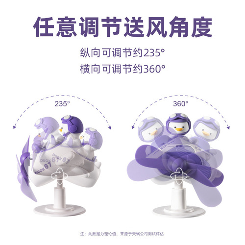Summer portable duck fan cartoon hanging screen fan usb mini fan office desktop screen fan