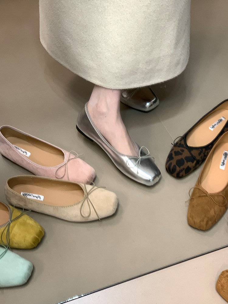 Ocean One Flats Shallow Mouth Bow Shoes for Women 2025 New Evening Style Ballet Shoes Grandma Shoes