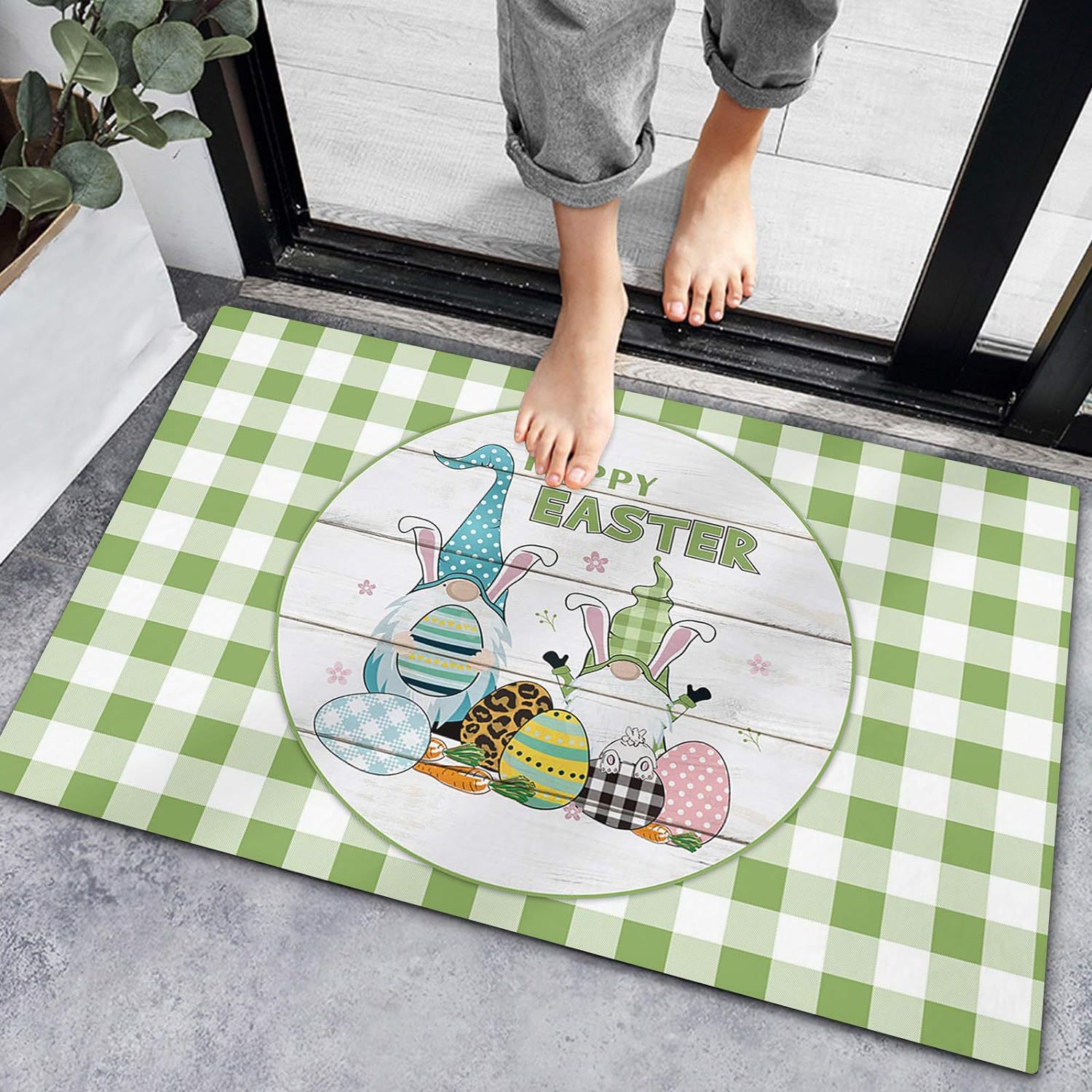 Easter Egg Crystal Velvet Floor Mat Non-slip Kitchen Door Rug_voghion.com