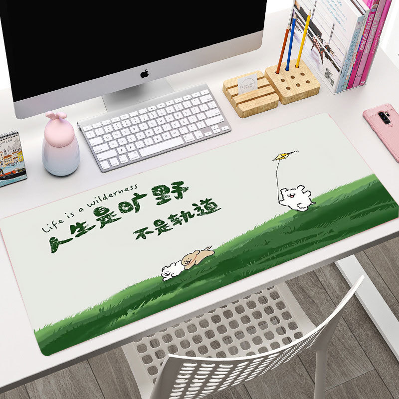 卡通线条小狗鼠标垫大号耐脏锁边加厚键盘垫办公游戏桌垫电脑垫子|undefined