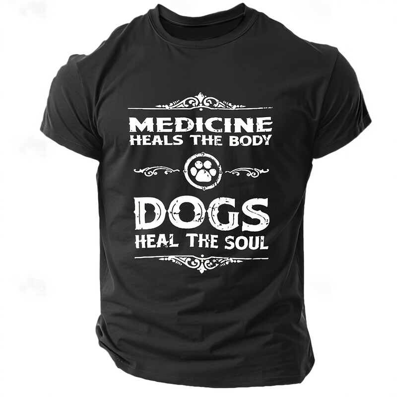 Amazon Vintage Dog Slogan Distressed Short-Sleeve T-Shirt Men's Casual Oversized Base Shirt Dropshipping