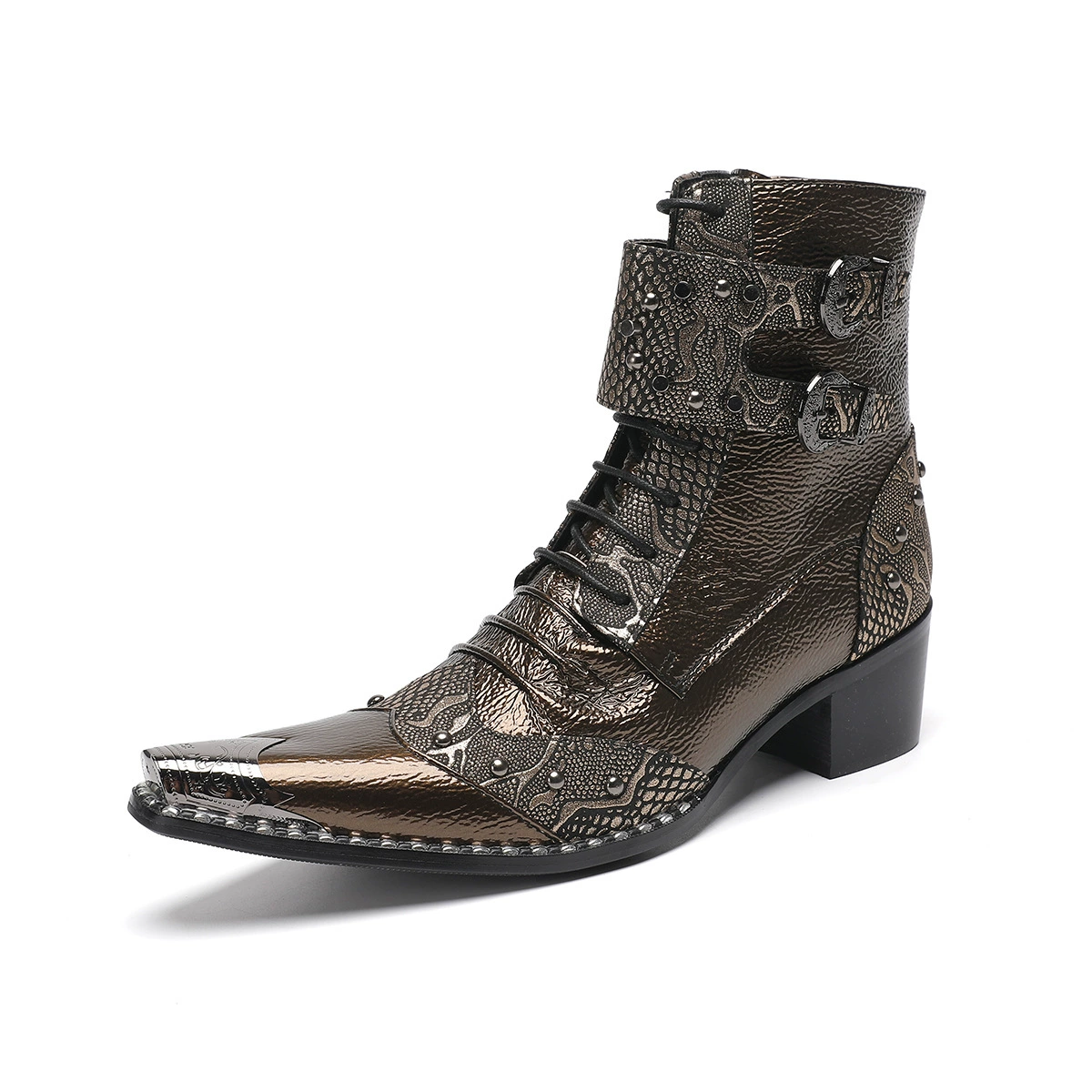 Новые повседневные высокие кожаные туфли на осень и зиму, ботинки, мужские полусапоги, глянцевые челси из натуральной кожи, модные мужские ботинки с острым носком.