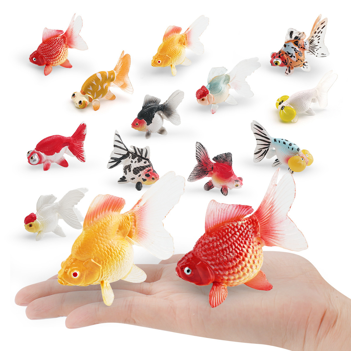 Simulación transfronteriza de peces ornamentales modelo de peces dorados grulla roja lipa pez dorado koi cinco flores dragón ojo pez decoración juguetes