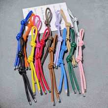 简约皮革miu系编织挂件时尚百搭pu皮绳挂饰手机钥匙包包防丢挂绳