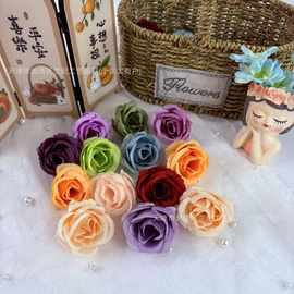 仿真小卷边玫瑰花头 婚庆花墙插花家居装饰 簪花DIY材料摄影道具