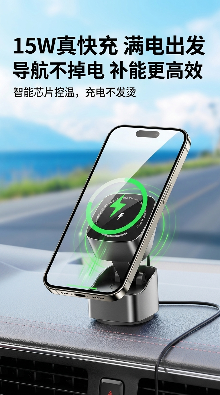 Suction Cup Type Magnetic Car Mount for Vehicle Interior, Magnetic Car Accessories, Magnetic Navigation Support, Car Phone Holder