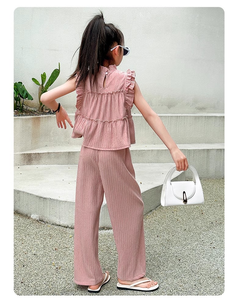 Completo bimba top senza maniche e pantaloni gamba larga_voghion.com