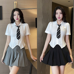 New shirt college style foot bath technician work clothes suit foot massage work clothes jk uniform pleated skirt 1350