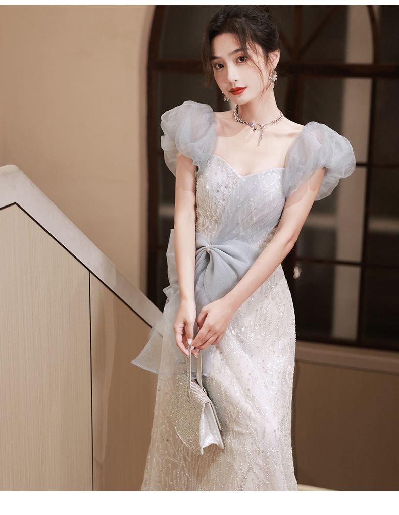 Đầm dạ hội cao cấp nữ thiết kế sang trọng, phù hợp sinh nhật, đám cưới, dẫn chương trình — Màu xanh lam chi tiết 14
