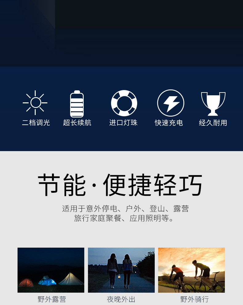 Kang Ming multifunctional LED flashlight super bright lighting lithium battery charging USB cross-border foreign trade gifts strong light KM-D8002