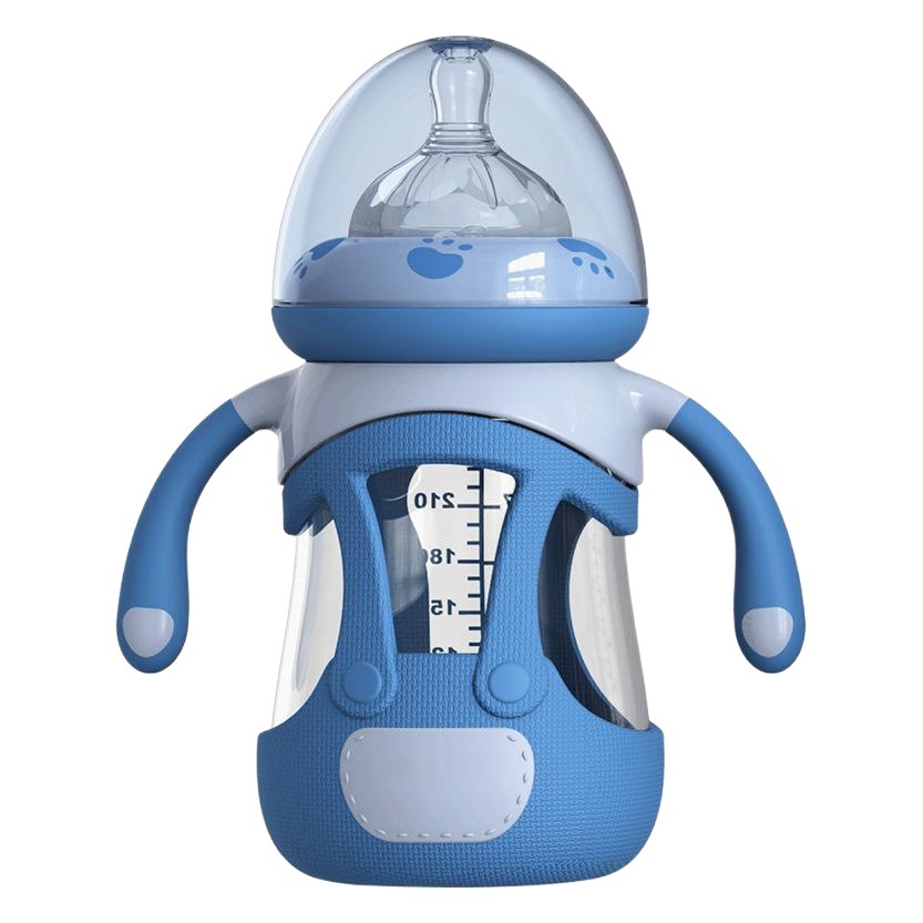 Biberón de Vidrio con Funda de Silicona 240ml de Vidrio de Borosilicato