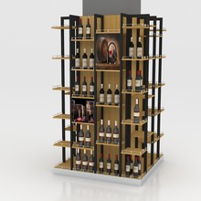 红酒包柱——根据柱子尺寸定做铁木结合货架可出效果图商超红酒类