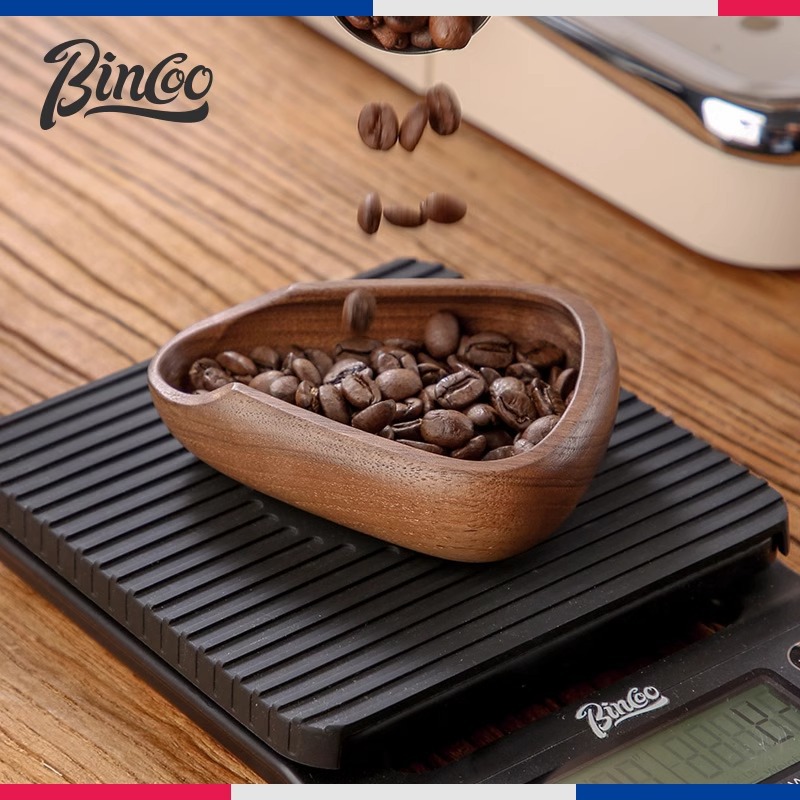 Bincoo Escala de café Placa de frijol de madera maciza hecho a mano de café italiano pesaje contenedor de Café Placa de té