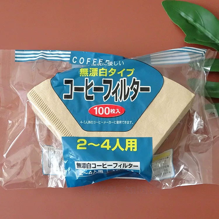 Fan -shaped coffee filter paper 100 U102 coffee filter paper dripping pot cone cones V60 hand -built cup cup coffee machine filter paper bag