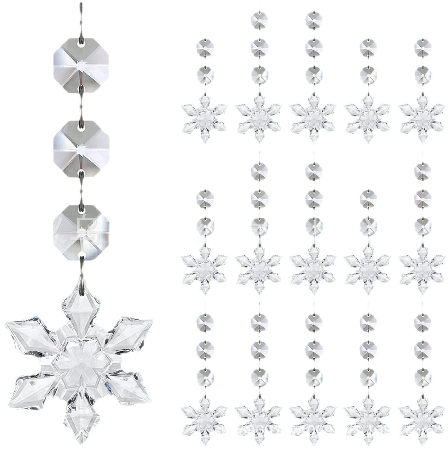 Adorno Colgante de Copo de Nieve, 30 Piezas, Acrílico, Decorativo, para Navidad y Bodas