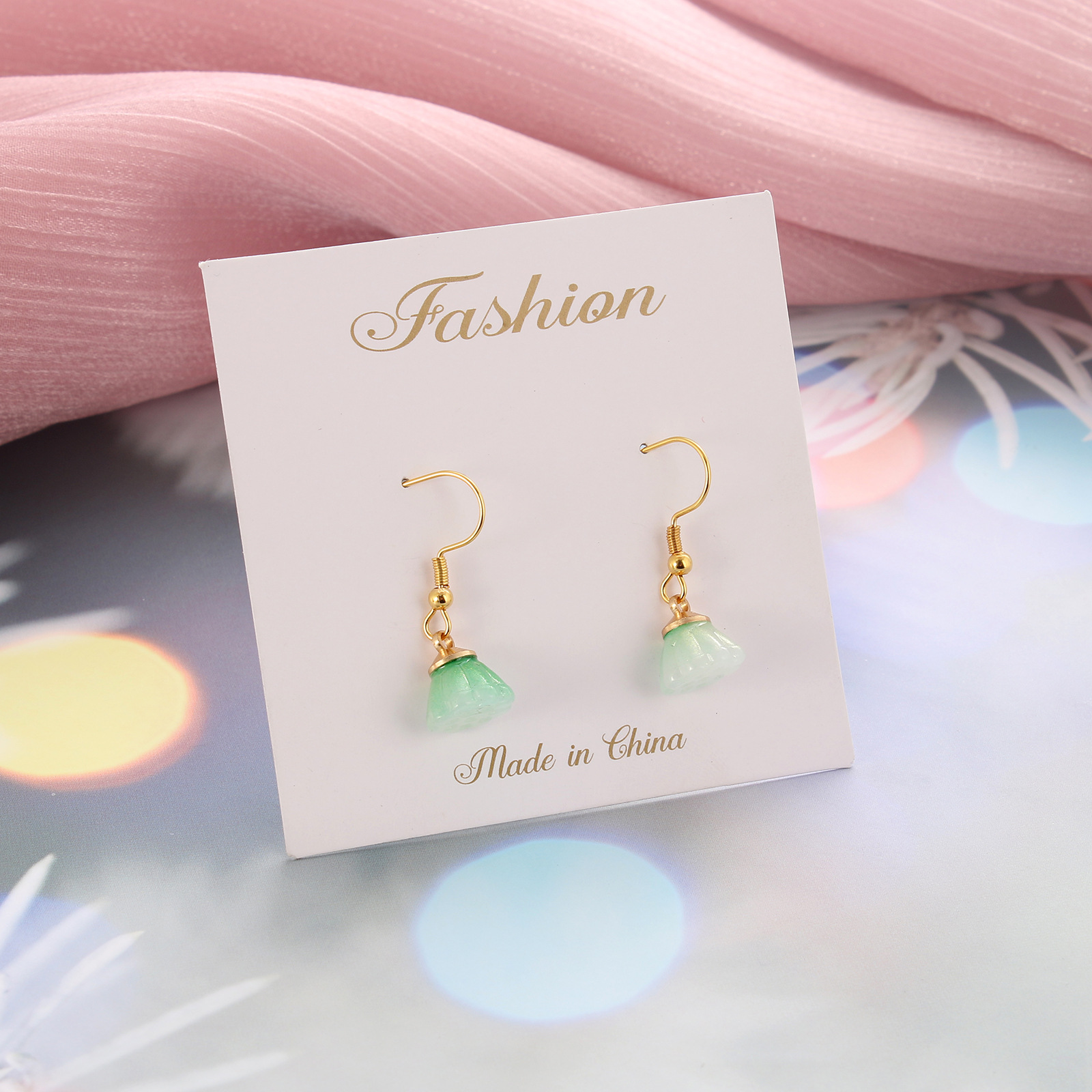 Simple Style Flower Stainless Steel Plating Drop Earrings 1 Pair