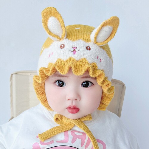 Newborn Baby Hat Autumn/Winter Edition Cute Unisex Baby Girls Toddlers Knitted Wool Rabbit Ear Hat