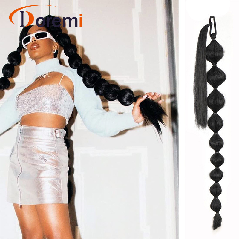 Cross Border Wig Lantern Bubble Ponytail Wrapping Wig Ponytail Natural 75cm Wig Ponytail