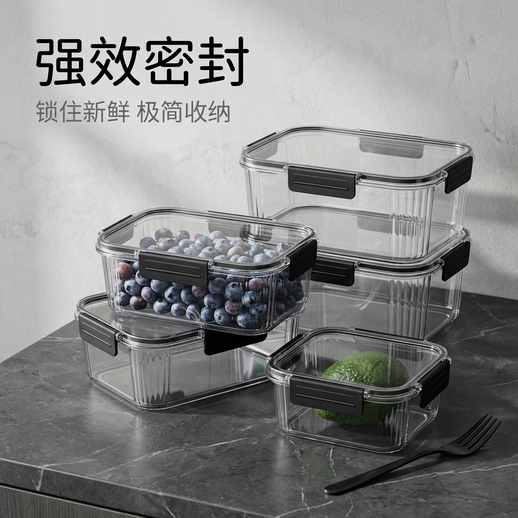 Caja de almacenamiento de alimentos de refrigerador caja de sellado de plástico superpuesta caja de almacenamiento de huevos de frutas y verduras caja de almacenamiento de cocina
