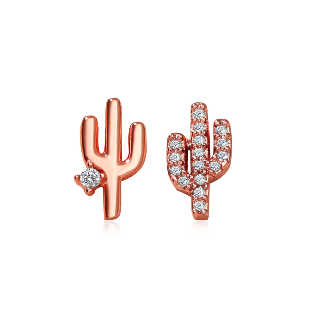 Korean Cactus Shape Asymmetric Earrings display picture 6