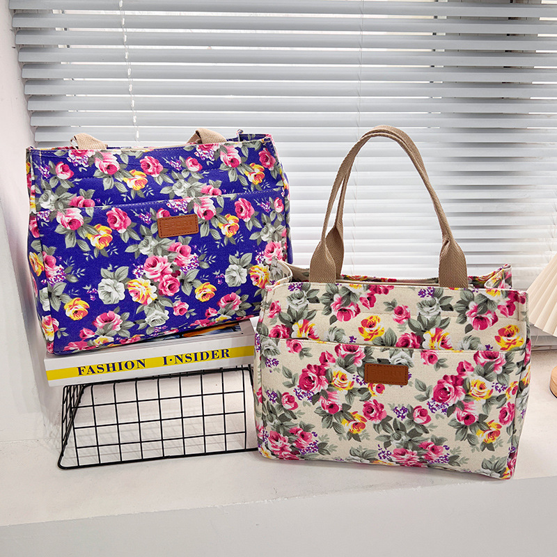 Canvas bag women's new large-capacity handbag versatile storage bag mommy hand bag office worker lunch bag wholesale