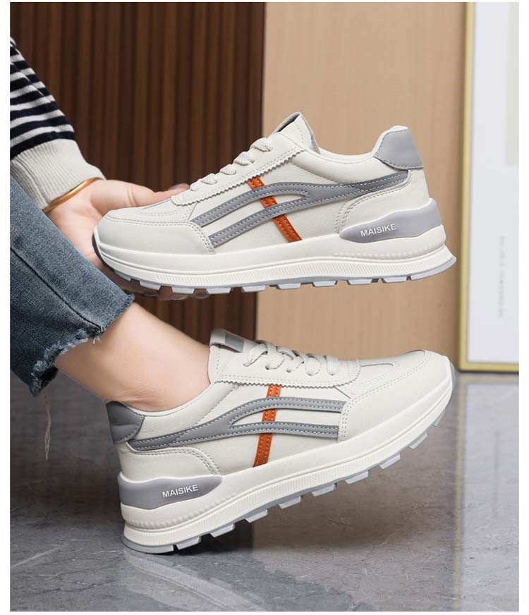 Fashionable 2026 New Model Sports Versatile Soft-soled Student Running Casual Shoes Soft Leather Women's White Sneakers_vogvips.com