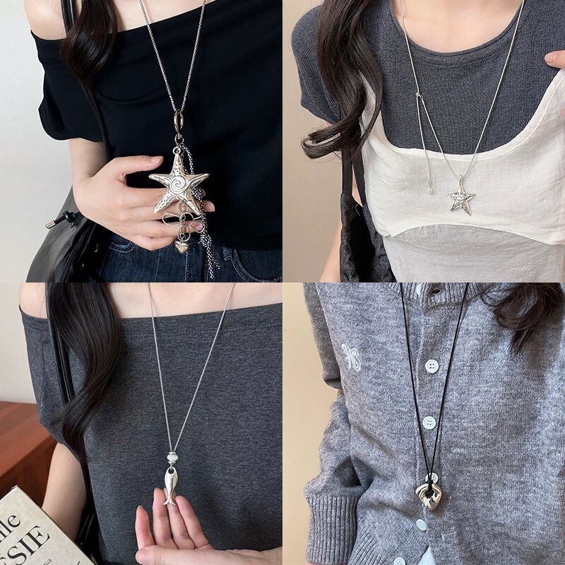 Korean-Style Ins Blogger's Same Star Necklace for Women, 2026 New Sweet and Cool Spicy Girl Design Sweater Chain Neck Accessory Korean-Style Ins Blogger's Same Star Necklace for Women, 2026 New Sweet and Cool Spicy Girl Design Sweater Chain Neck Accessory