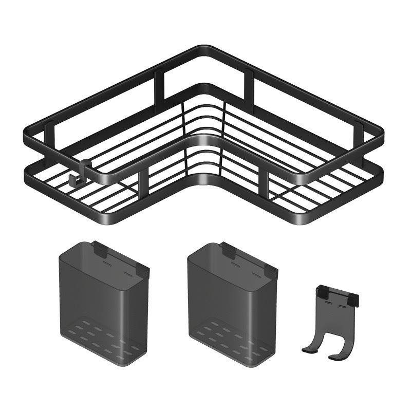 Estante triangular para baño Estante de almacenamiento de múltiples capas para baño sin perforación Estante de almacenamiento para artículos de tocador de pared para el hogar