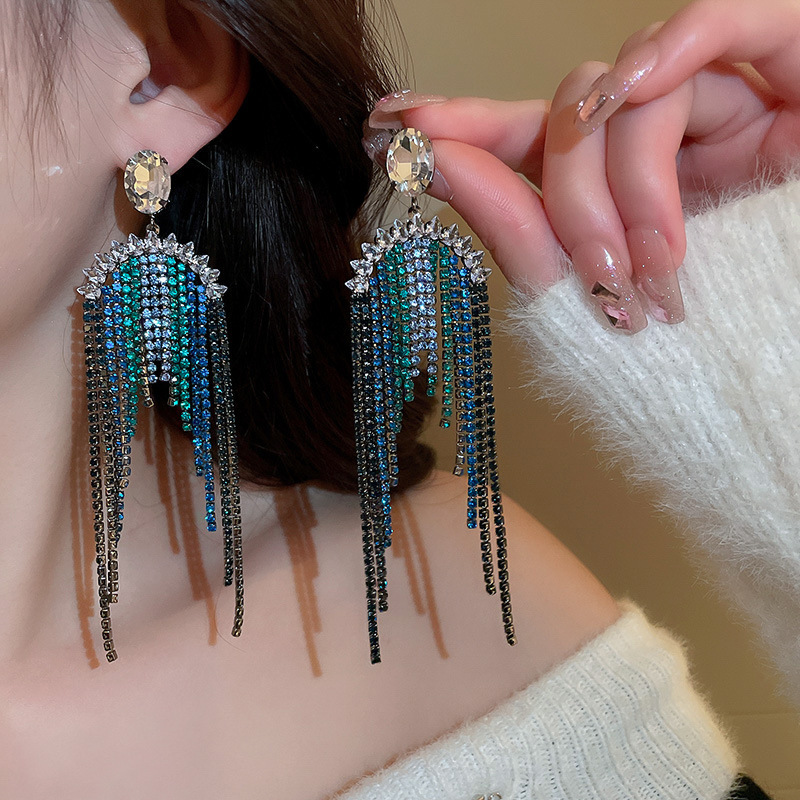 Fashion Tassel Metal Plating Artificial Rhinestones Womenu0027S Earrings 1 Pair