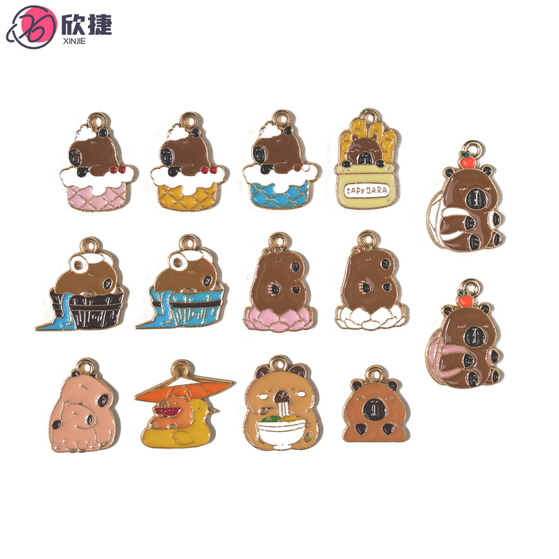 Cute Capybara Cartoon Pendant DIY Alloy Enamel Accessory Keychain Charm Cute Capybara Cartoon Pendant DIY Alloy Enamel Accessory Keychain Charm