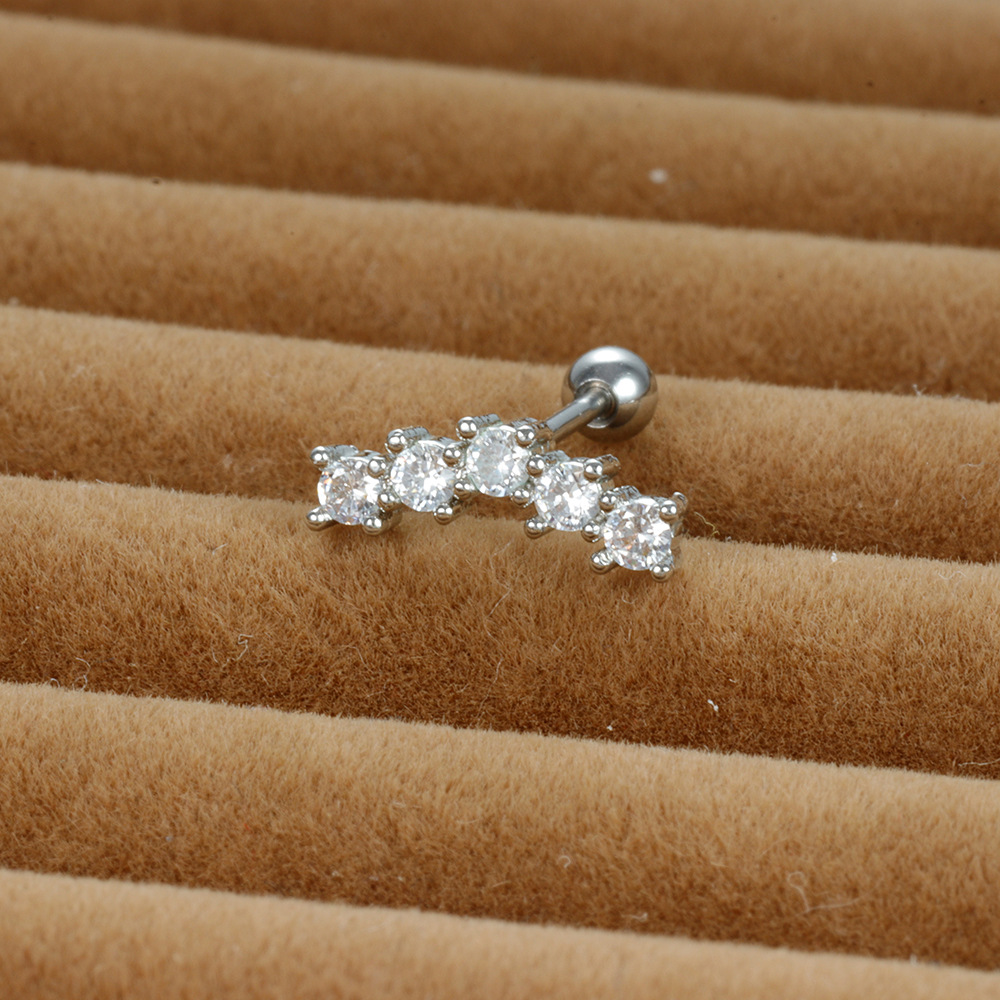 3g Weight Zircon Inlay Material Cartilage earrings Classification 1 Piece Quantity Daily Occasion Stainless Steel Material Geometric Pattern Women's Gender Plating, Inlay Design Simple Style Style 1 Piece Simple Style Geometric Plating Inlay Stainless Steel Zircon Cartilage Earrings 14