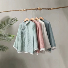 2026新款文艺复古刺绣盘扣麻棉中式禅意茶服长袖