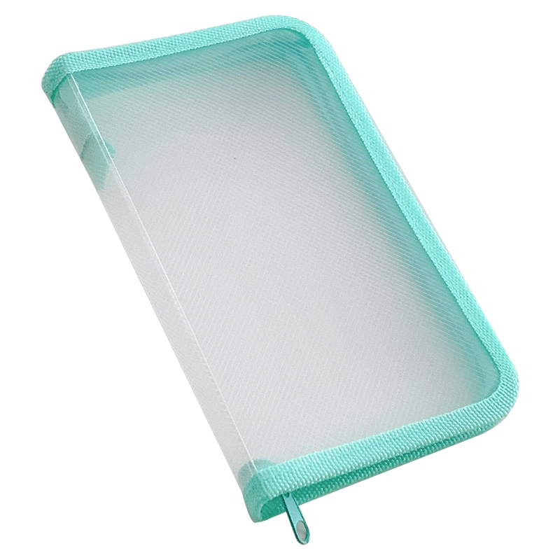 A6 트윌 투명 지퍼 수납 가방 심플 문구 가방 문구 연필 가방 M5 스티커 노트 소재 수납 가방