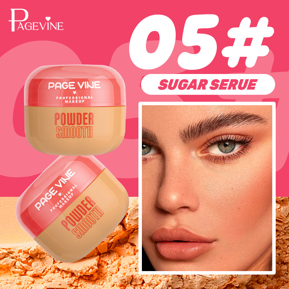 El polvo de maquillaje PAGE VINE transfronterizo es un polvo fino y ligero que se ajusta a un maquillaje mate suave y refrescante.