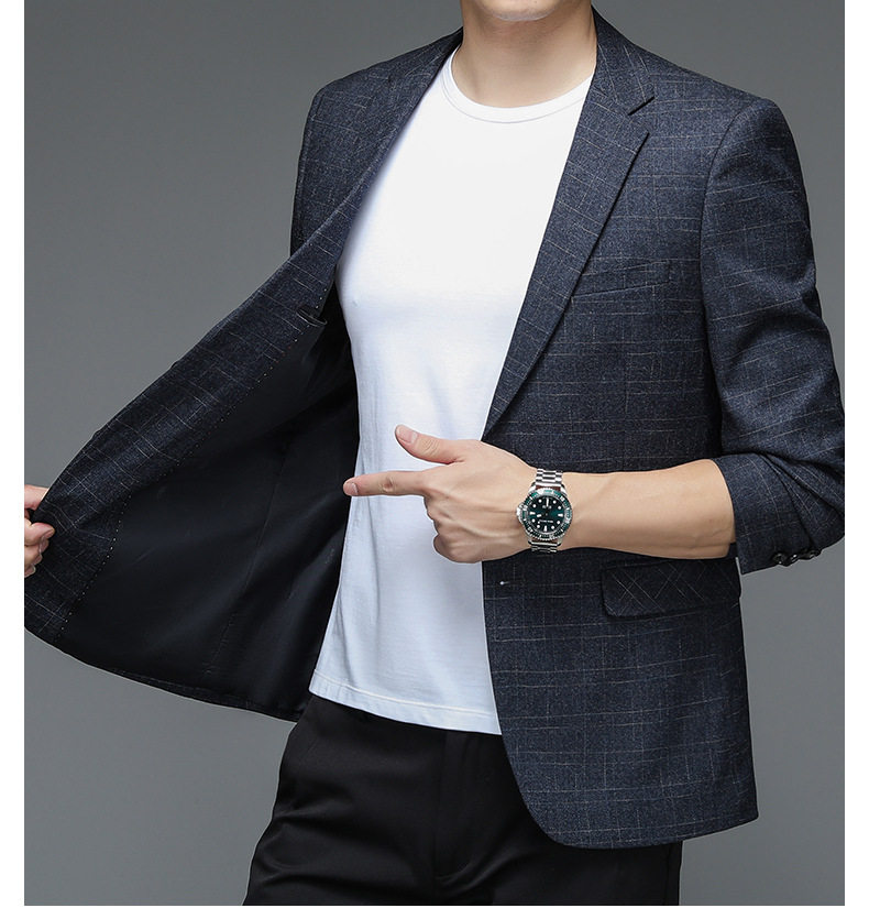 Áo vest nam dáng ôm cổ vest một hàng hai nút phong cách Hàn Quốc — Xanh xám chi tiết 10