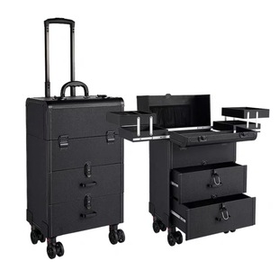 Professional nail embroidery trolley case with makeup artist portable universal wheel large capacity multi-function mobile toolbox with lock