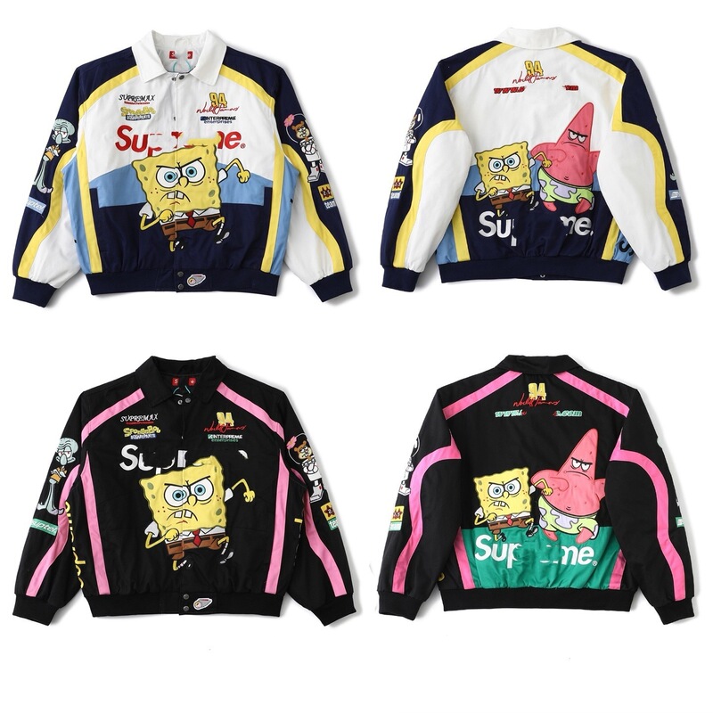 High-quality cross-border SUP X JEFF co-branded men's and women's autumn and winter cartoon pattern embroidered warm cotton jacket High-quality cross-border SUP X JEFF co-branded men's and women's autumn and winter cartoon pattern embroidered warm cotton jacket
