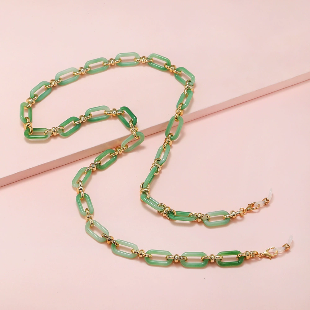 Акрилая восьмерка пряжка очки маска шнур шейный шейный стиль ретро стиль женский прохладный солнцезащитный очки аксессуары цепи