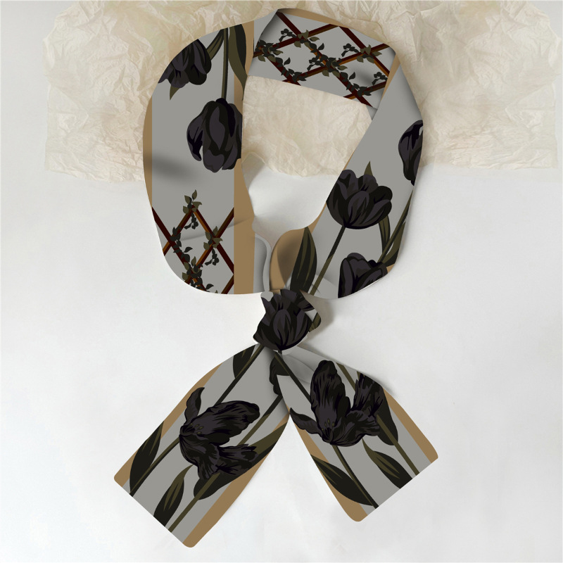 Bufanda pequeña larga de las Mujeres Nuevo estilo chino retro todo partido bufanda pequeña bufanda delgada banda de pelo estrecho cinta atada bolsa cinta