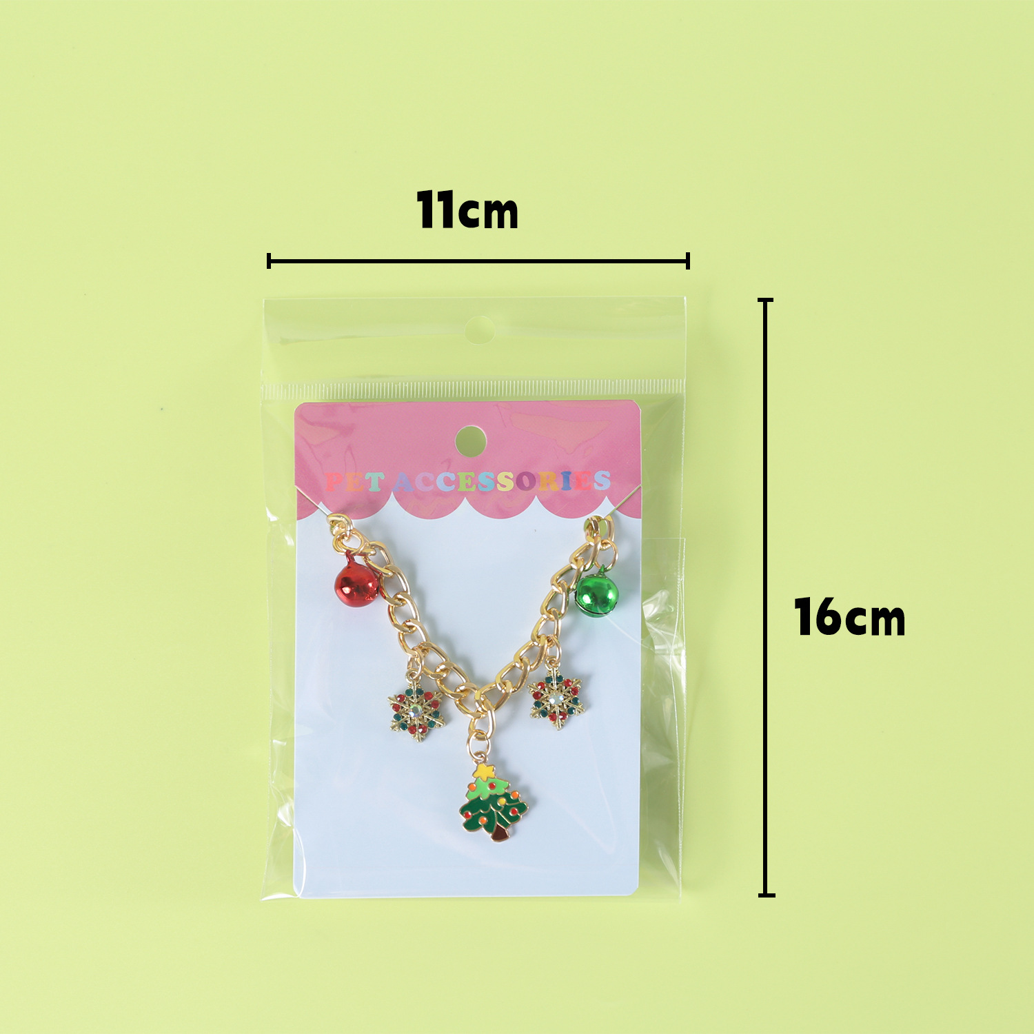 Collar de cadena de perforación de copo de nieve transfronteriza europea y americana para mascotas gatos perros accesorios campana Santa collar de árbol de Navidad